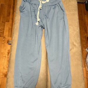 Fashion womens Blue Jogger Pants with the inside with plush soft fuzzy lining
